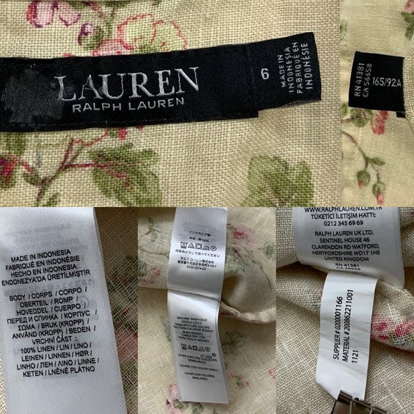 Lauren Ralph Lauren Black Label Floral Linen Shirtdress 6 Natural Cottagecore - Picture 5 of 12